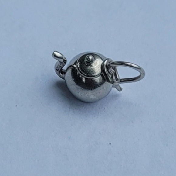 3D Teapot Sterling Silver Charm Pendant - Picture 4 of 7